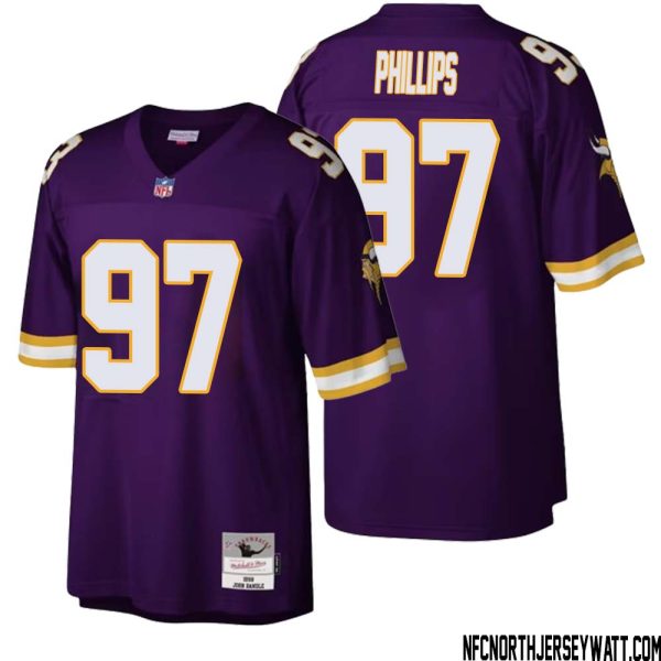 Harrison Phillips No 97 Men Mitchell & Ness Purple Minnesota Vikings Legacy Replica Jersey