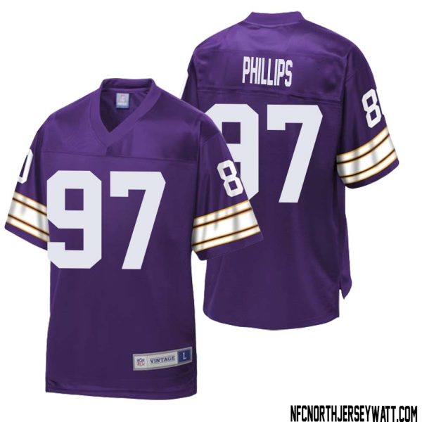 Harrison Phillips No 97 Men NFL Pro Line Purple Minnesota Vikings Retired Player Replica Jersey