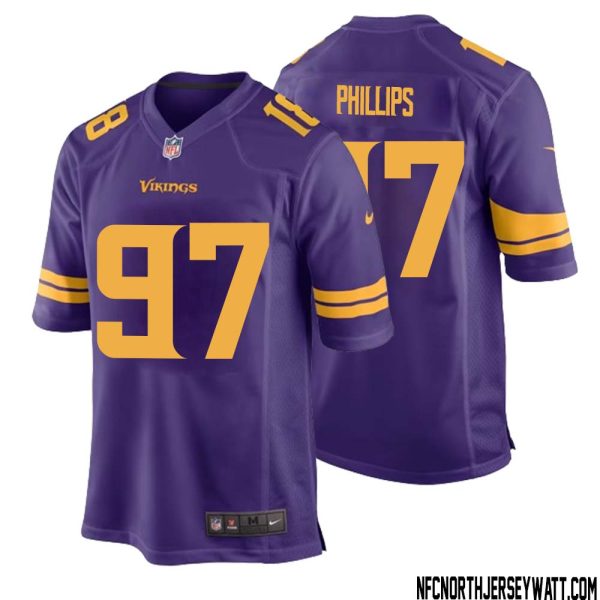Harrison Phillips No 97 Men Purple Minnesota Vikings Alternate Game Jersey – Replica