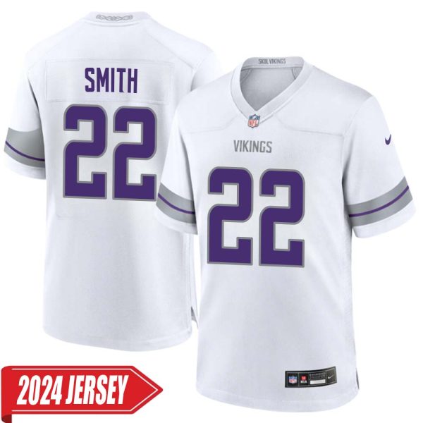 Harrison Smith No 22 Men’S Minnesota Vikings White Alternate Custom Game 2024 Jersey