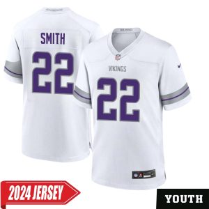 Harrison Smith No 22 Youth’s Minnesota Vikings White Alternate Custom Game 2024 Jersey