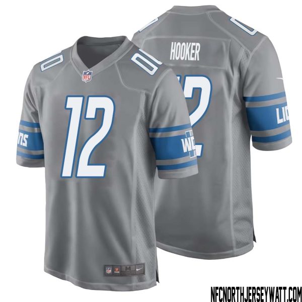 Hendon Hooker No 12 Men Gray Detroit Lions Player Alternate Game Jersey – Replica