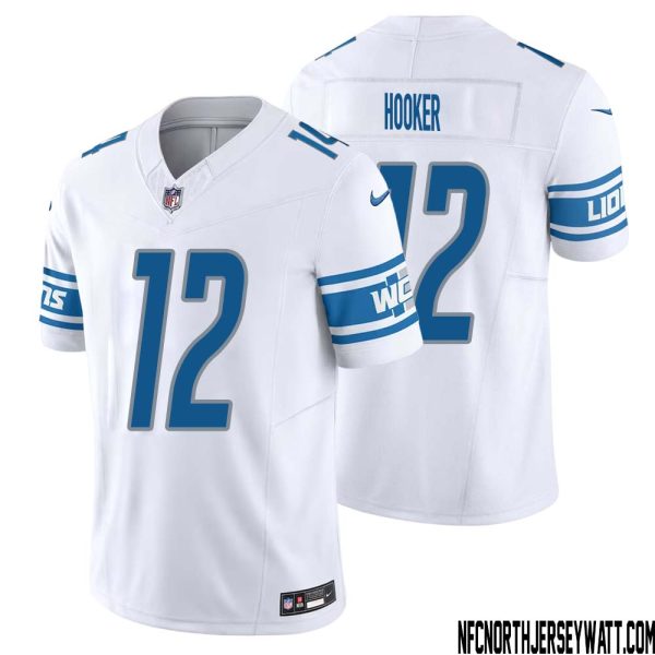 Hendon Hooker No 12 Men White Detroit Lions Vapor F.U.S.E. Limited Jersey – Replica