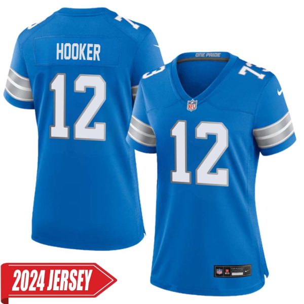 Hendon Hooker No 12 Woman’S Detroit Lions Home Game 2024 Jersey – Blue