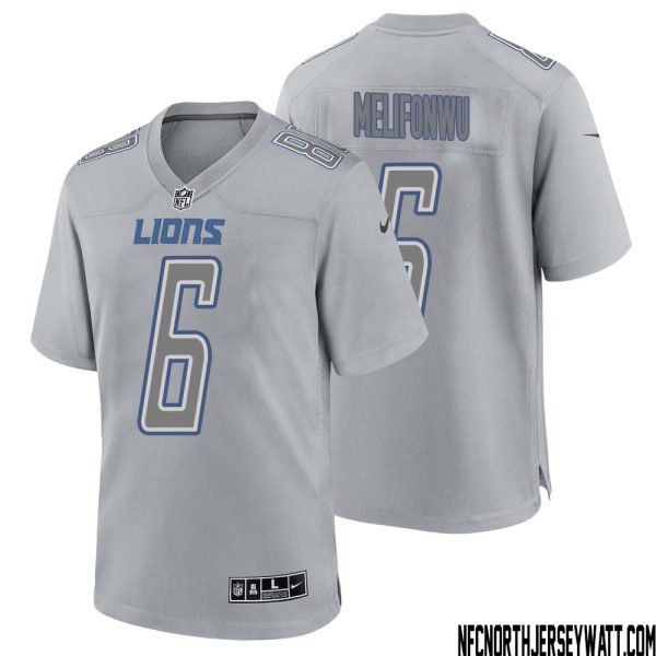 Ifeatu Melifonwu No 6 Men Gray Detroit Lions Atmosphere Fashion Game Jersey – Replica