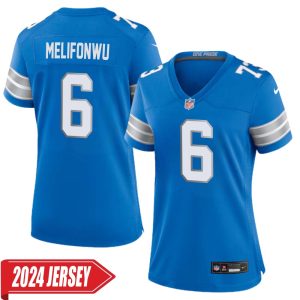 Ifeatu Melifonwu No 6 Woman’s Detroit Lions Home Game 2024 Jersey – Blue