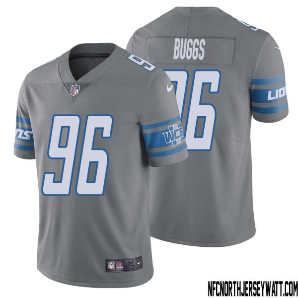 Isaiah Buggs No 96 Men Steel Detroit Lions Vapor Untouchable Color Rush Limited Player Jersey – Replica