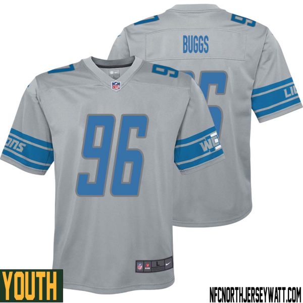 Isaiah Buggs No 96 Youth Steel Detroit Lions Vapor Untouchable Color Rush Limited Player Jersey – Replica