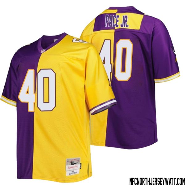 Ivan Pace Jr. No 40 Men Mitchell & Ness Purple Gold Minnesota Vikings Big & Tall Split Legacy Retired Player Replica Jersey