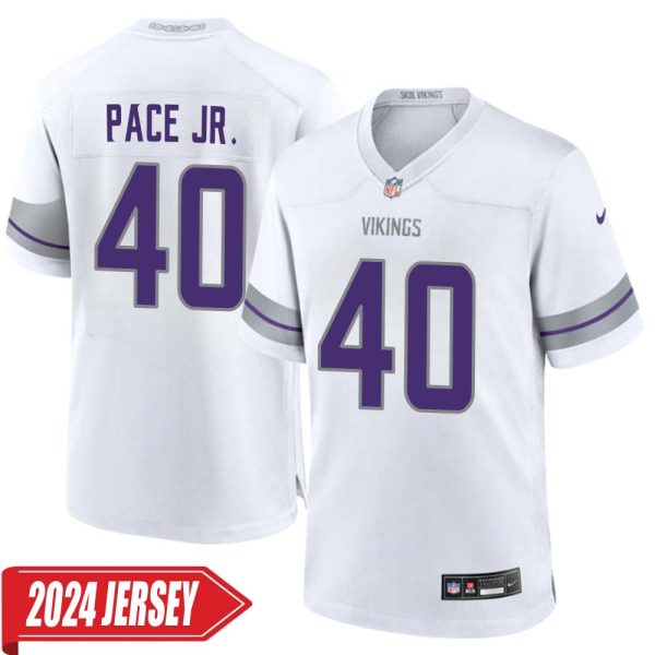 Ivan Pace Jr. No 40 Men’S Minnesota Vikings White Alternate Custom Game 2024 Jersey