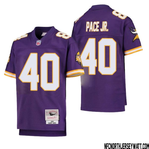 Ivan Pace Jr. No 40 Youth Mitchell & Ness Purple Minnesota Vikings 1998 Legacy Retired Player Jersey- Replica