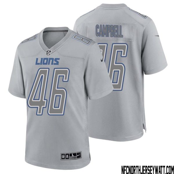 Jack Campbell No 46 Men Gray Detroit Lions Atmosphere Fashion Game Jersey – Replica
