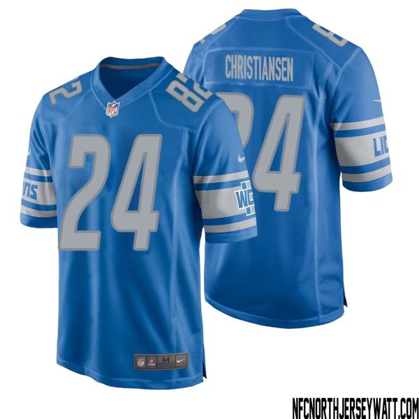Jack Christiansen No 24 Men Blue Detroit Lions Player Home Game Jersey – Replica
