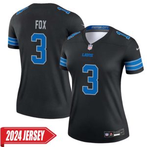 Jack Fox No 3 Woman’s Detroit Lions 2nd Alternate Vapor F.U.S.E. Limited 2024 Jersey – Black
