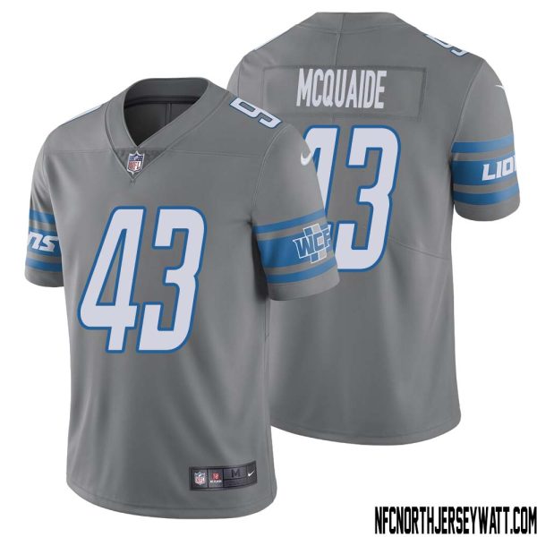 Jake Mcquaide No 43 Men Steel Detroit Lions Vapor Untouchable Color Rush Limited Player Jersey – Replica