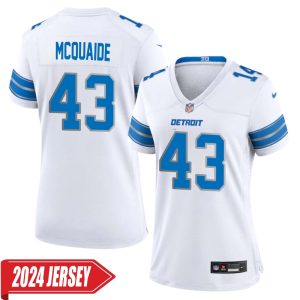 Jake McQuaide No 43 Woman’s Detroit Lions Away Game 2024 Jersey – White