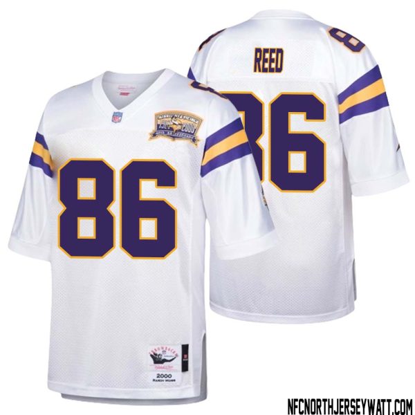 Jake Reed No 86 Men Mitchell & Ness White Minnesota Vikings Authentic Throwback Retired Player Jersey- Replica