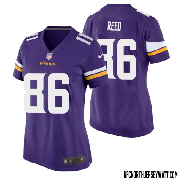 Jake Reed No 86 Minnesota Vikings Game Jersey Court Purple for Womens – Replica