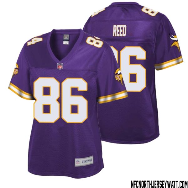 Jake Reed No 86 Women Nfl Pro Line Purple Minnesota Vikings Retired Player Replica Jersey