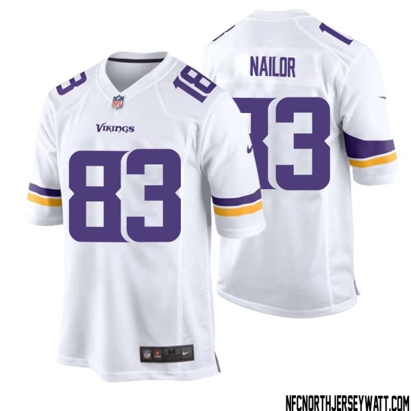 Jalen Nailor No 83 Men White Minnesota Vikings Game Player Away Jersey – Replica