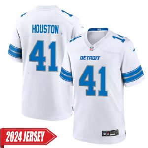 James Houston No 41 Men’s Detroit Lions Away Game 2024 Jersey – White