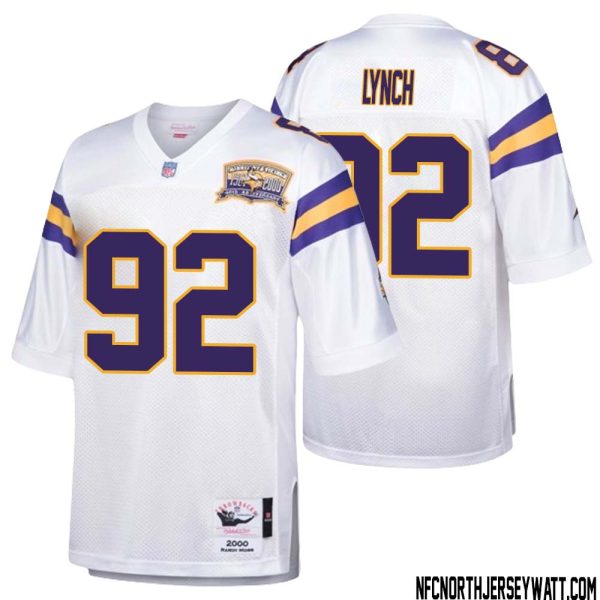 James Lynch No 92 Men Mitchell & Ness White Minnesota Vikings Authentic Throwback Retired Player Jersey- Replica