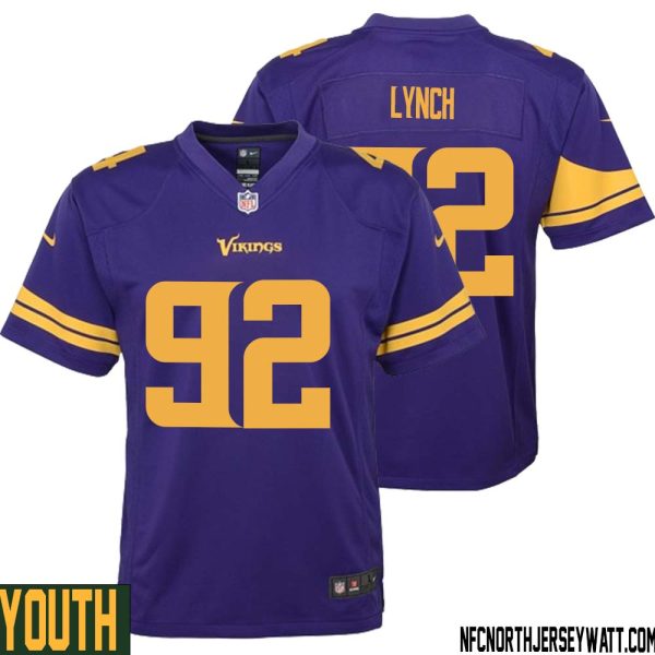 James Lynch No 92 Youth Purple Minnesota Vikings Alternate Game Jersey – Replica