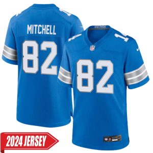 James Mitchell No 82 Men’s Detroit Lions Home Game 2024 Jersey – Blue