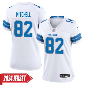 James Mitchell No 82 Woman’s Detroit Lions Away Game 2024 Jersey – White