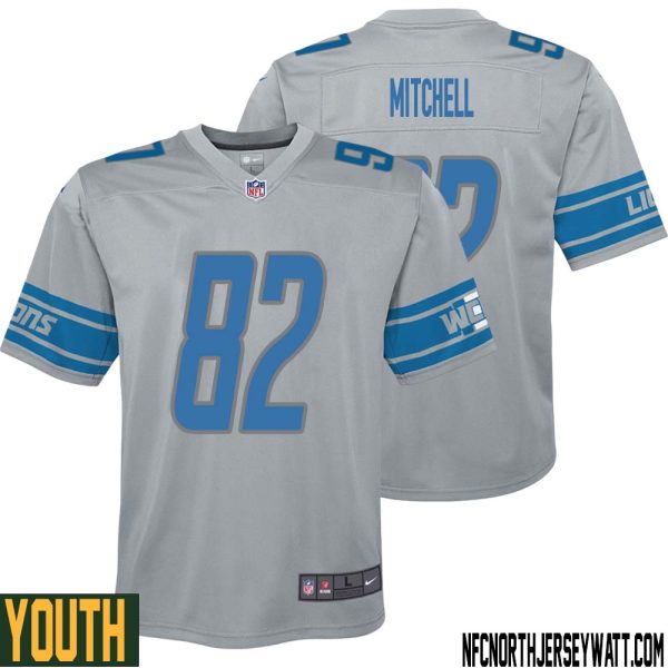 James Mitchell No 82 Youth Steel Detroit Lions Vapor Untouchable Color Rush Limited Player Jersey – Replica