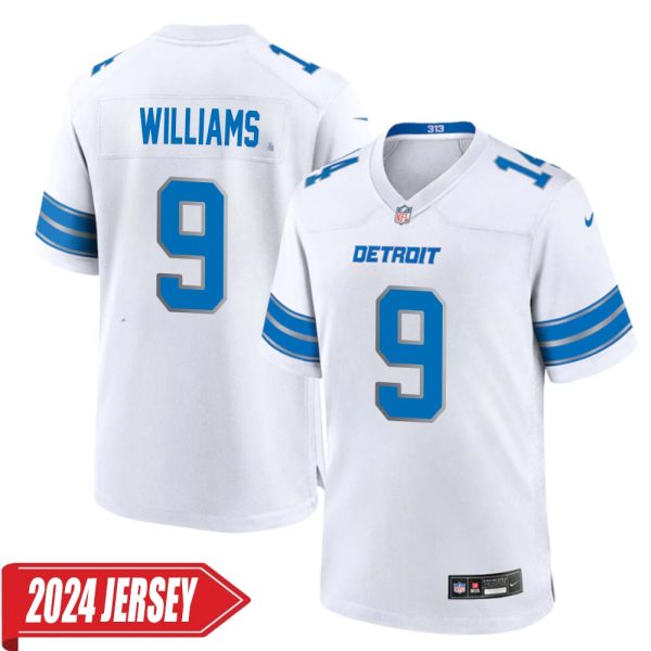 Jameson Williams No 9 Men’S Detroit Lions Away Game 2024 Jersey – White