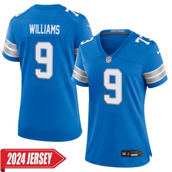 Jameson Williams No 9 Woman’S Detroit Lions Home Game 2024 Jersey – Blue