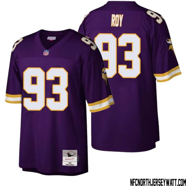 Jaquelin Roy No 93 Men Mitchell & Ness Purple Minnesota Vikings Legacy Replica Jersey