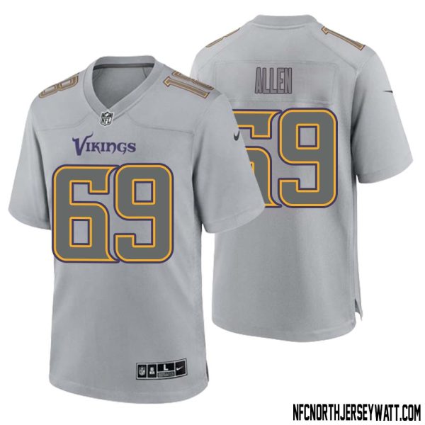 Jared Allen No 69 Men Gray Minnesota Vikings Atmosphere Fashion Game Jersey – Replica