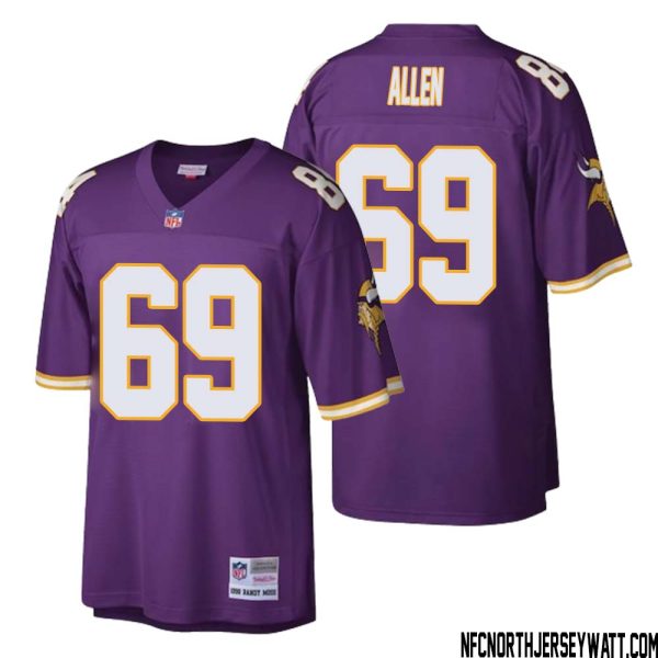 Jared Allen No 69 Men Mitchell & Ness Purple Minnesota Vikings Retired Player Legacy Replica Jersey