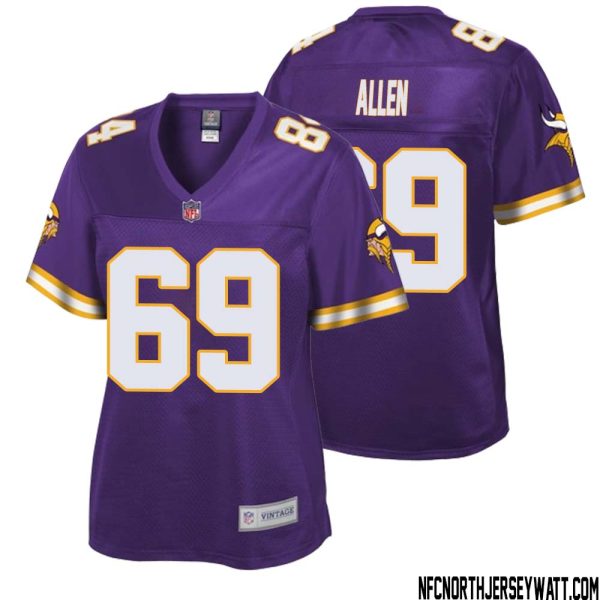 Jared Allen No 69 Women Nfl Pro Line Purple Minnesota Vikings Retired Player Replica Jersey