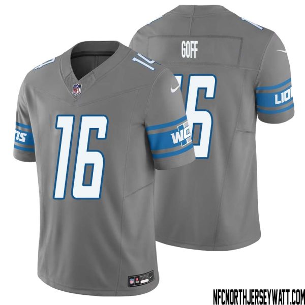 Jared Goff No 16 Men Detroit Lions Vapor F.U.S.E. Limited Jersey Silver – Replica