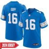 Jared Goff No 16 Men’S Detroit Lions Away Game 2024 Jersey – White
