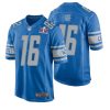 Jared Goff No 16 Mens Custom Gray Detroit Lions Alternate Super Bowl Lviii Game Jersey