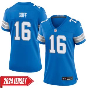 Jared Goff No 16 Woman’s Detroit Lions Home Game 2024 Jersey – Blue