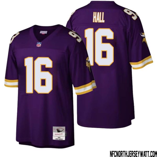 Jaren Hall No 16 Men Mitchell & Ness Purple Minnesota Vikings Legacy Replica Jersey