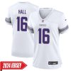 Jaren Hall No 16 Youth’S Minnesota Vikings White Alternate Custom Game 2024 Jersey