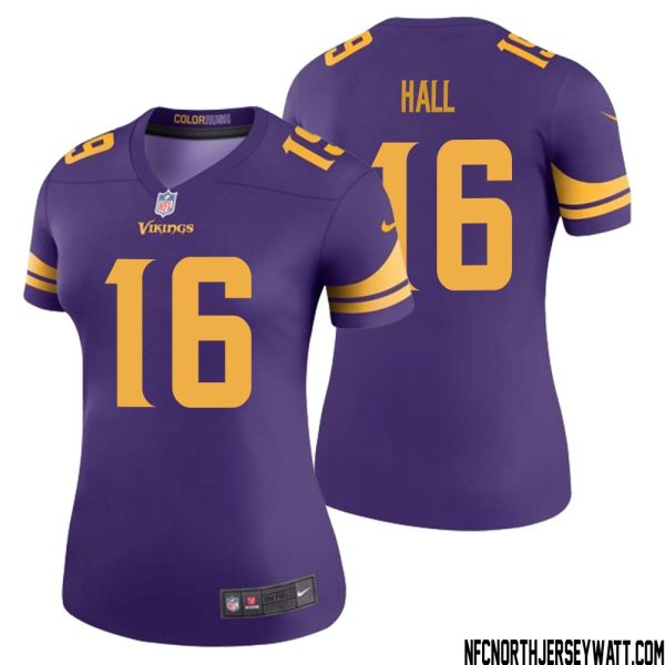 Jaren Hall No 16 Women Purple Minnesota Vikings Color Rush Vapor Untouchable Limited Jersey- Replica