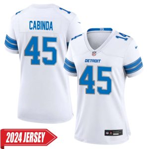 Jason Cabinda No 45 Woman’s Detroit Lions Away Game 2024 Jersey – White