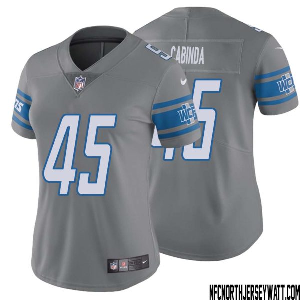Jason Cabinda No 45 Women Steel Detroit Lions Vapor Untouchable Color Rush Limited Player Jersey – Replica