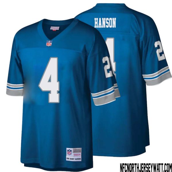 Jason Hanson No 4 Men Mitchell & Ness Blue Detroit Lions Legacy Replica Jersey