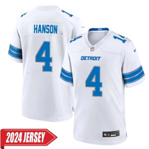 Jason Hanson No 4 Men’s Detroit Lions Away Game 2024 Jersey – White