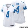 Jeff Backus No 76 Women White Detroit Lions Player Away Game Jersey – Replica