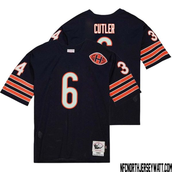 Jay Cutler No 6 Men Mitchell & Ness Navy Chicago Bears 2004 Authentic Throwback Retired Player Jersey – Replica