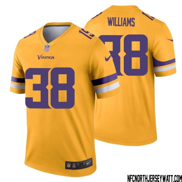Jaylin Williams No 38 Men Minnesota Vikings Gold Inverted Legend Jersey – Replica